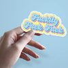 Woman holding Fuckity Fuck Fuck adult humor sticker