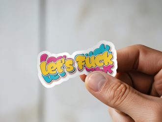 Man holding Let That Shit Go mental health sticker