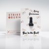 Horny Groomsmen funny bachelor party card with removable crystal penis and gold foil bowties shown front and back on colorful background