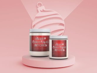 Badass Bitch empowerment candle with patchouli cedarwood orange scent in glass jar