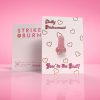 Slutty Bridesmaid funny bridal party card with removable crystal penis and gold foil hearts shown front and back on colorful background