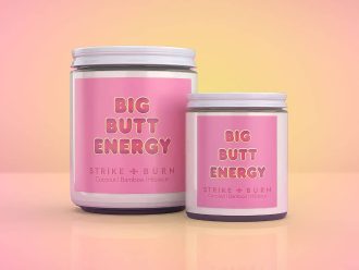 Big Butt Energy body-positive coconut candle bamboo hibiscus celebrating curves with confidence humor