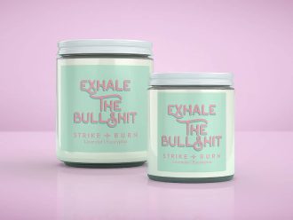Exhale The Bullshit stress relief candle soothing lavender  eucalyptus with burnout recovery spa vibes