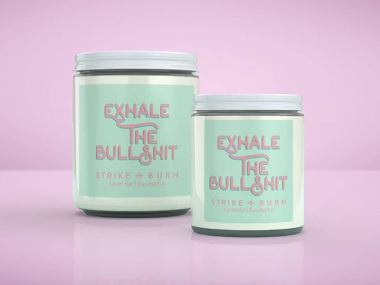 Exhale The Bullshit stress relief candle soothing lavender  eucalyptus with burnout recovery spa vibes