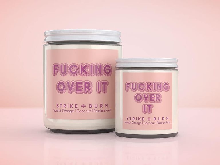 Fucking Over It bestselling stress relief candle orange coconut  passion fruit with tropical escape vibes