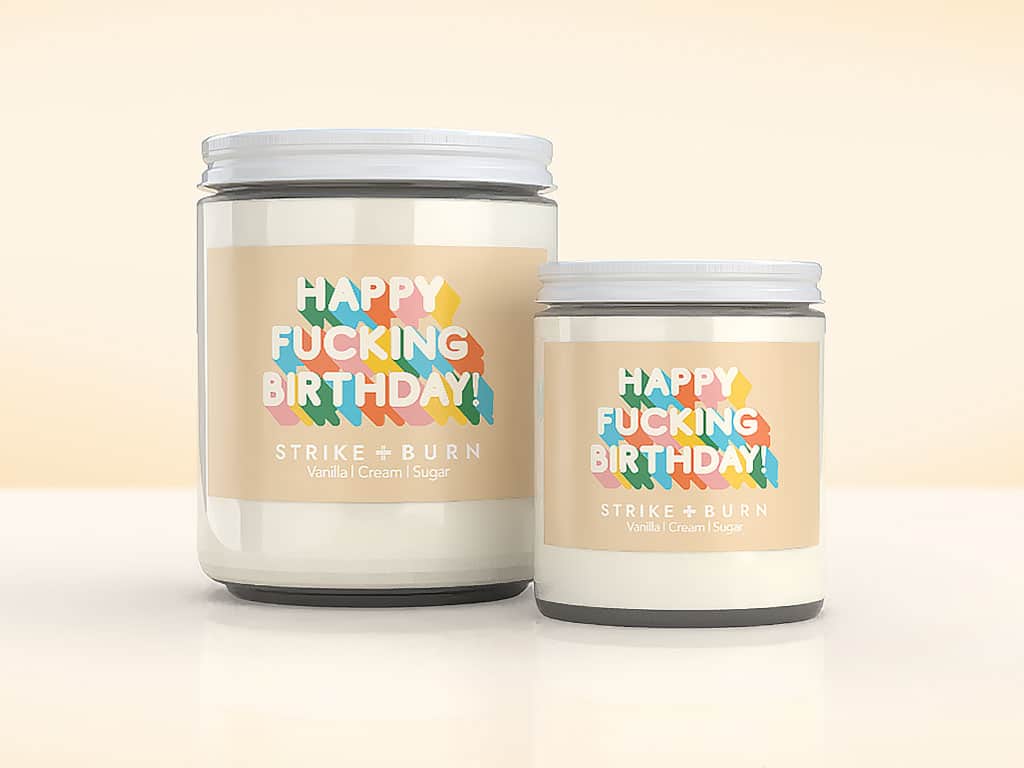 Happy Fucking Birthday celebration candle vanilla cream sugar  with birthday cake scent party vibes
