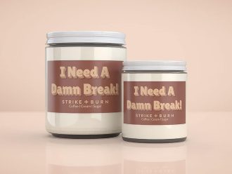 I Need A Damn Break coffee scent candle dark roast cream sugar  with self-care me time vibes