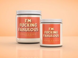 I'm Fucking Fabulous confidence birthday candle sweet peachy  scent with mood-boosting empowerment vibes