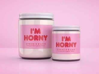 I'm Horny aphrodisiac romantic candle pomegranate cypress  bitters with frisky mood-setting vibes
