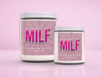 MILF funny Mother's Day candle mango coconut cream with hot mama American Pie nostalgia vibes