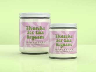 Thanks For The Orgasm funny anniversary candle juniper pomegranate with sultry gratitude humor