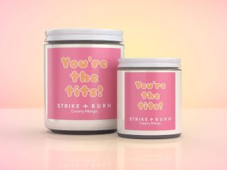 You're The Tits tropical thank you candle creamy mango coconut with uplifting appreciation vibes