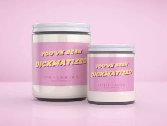You've Been Dickmatized seductive lemonade candle with playful naughty bachelorette party energy